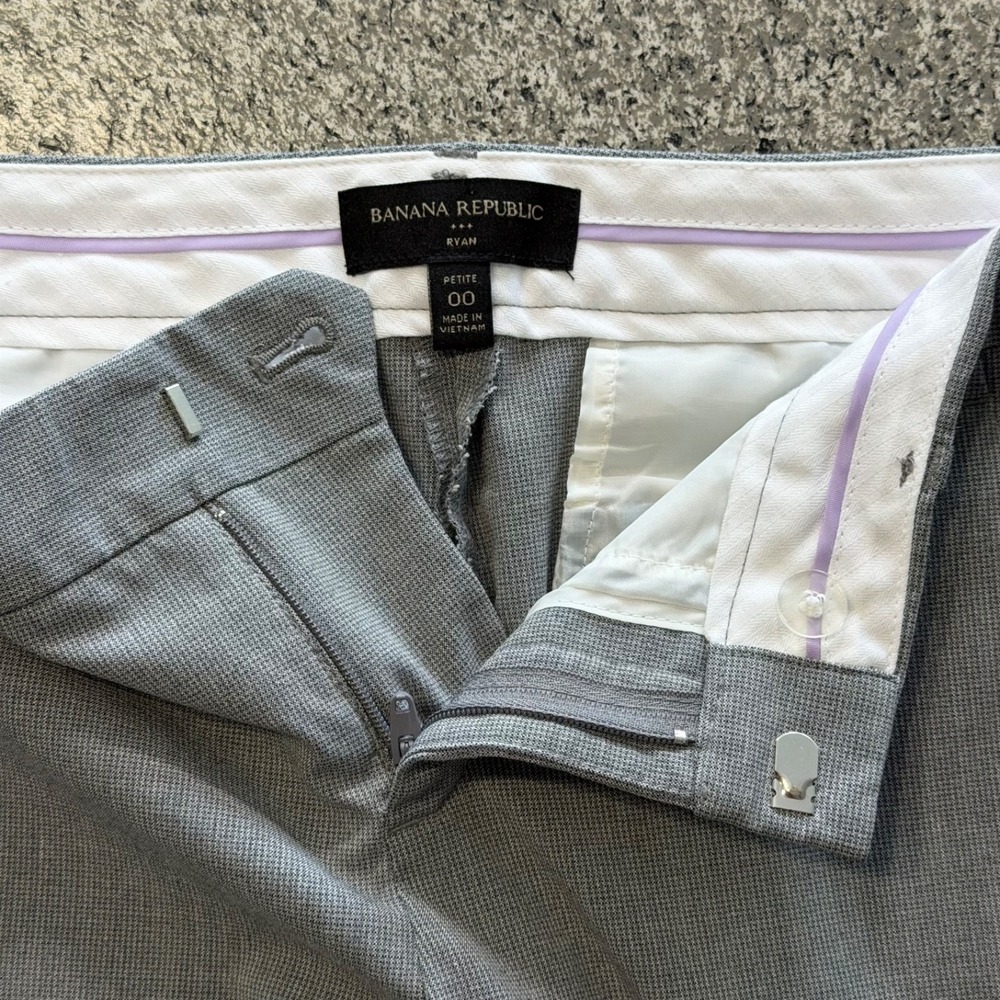 Banana Republic Pants Womens 00 Petite Ryan Low Rise Slim Fit Ankle Wool Grey - Picture 4 of 5